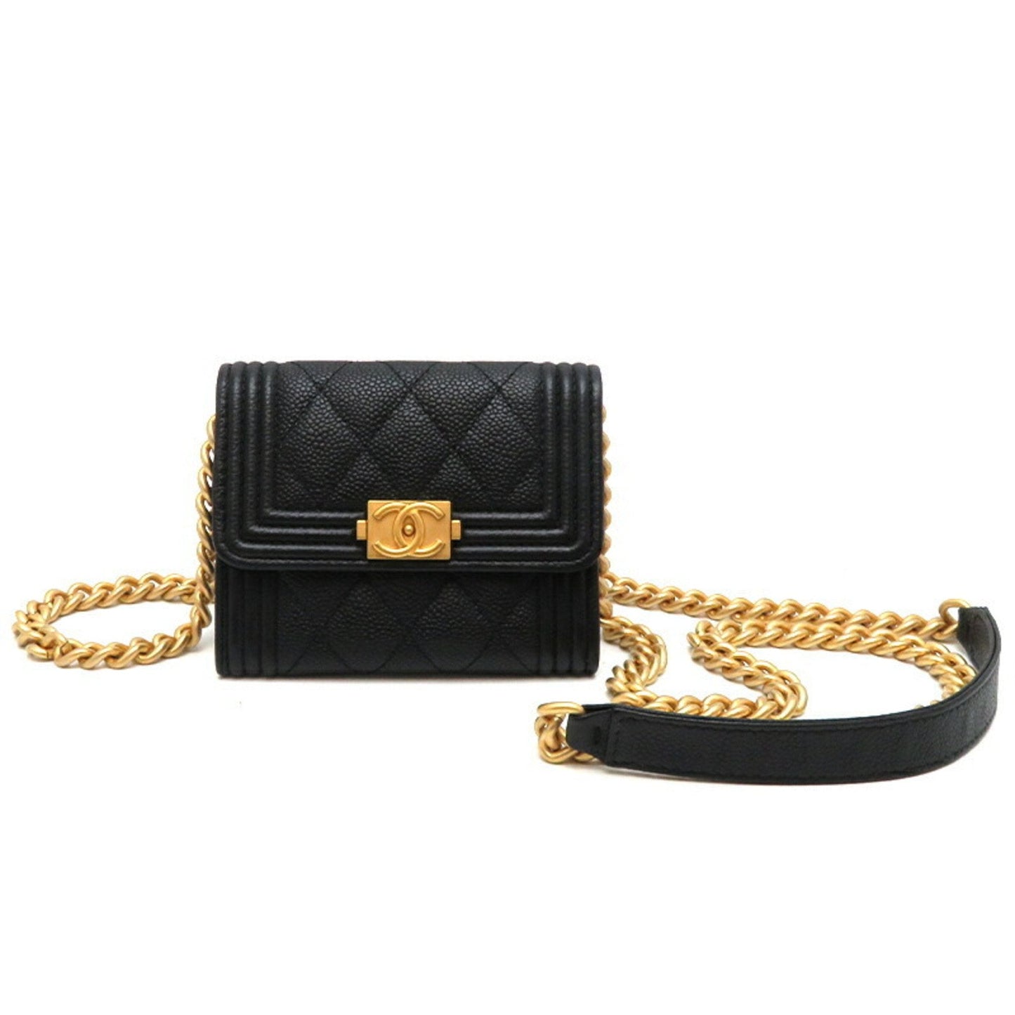 Chanel Boy Chanel Black Caviar Leather Shoulder Bag ()