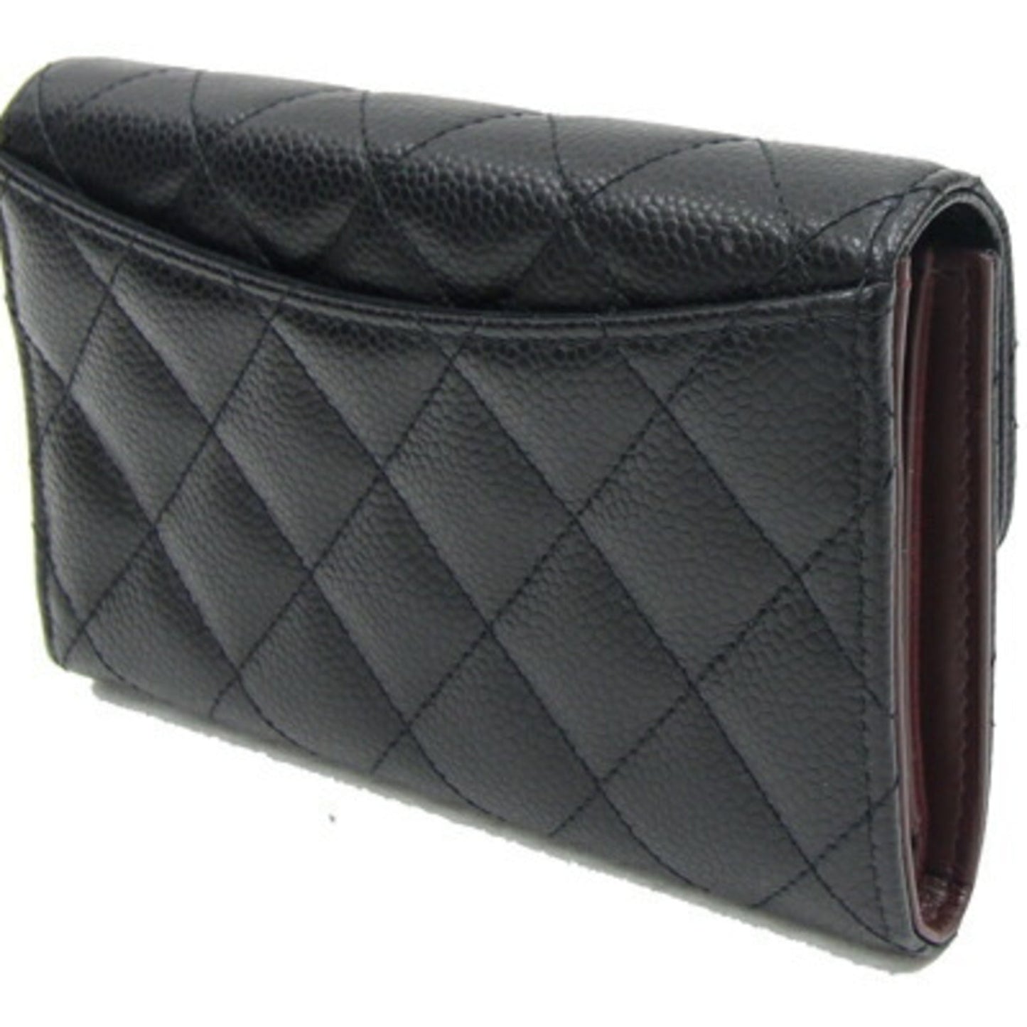 Chanel Black Grained Calfskin Wallet (Tri-Fold) ()