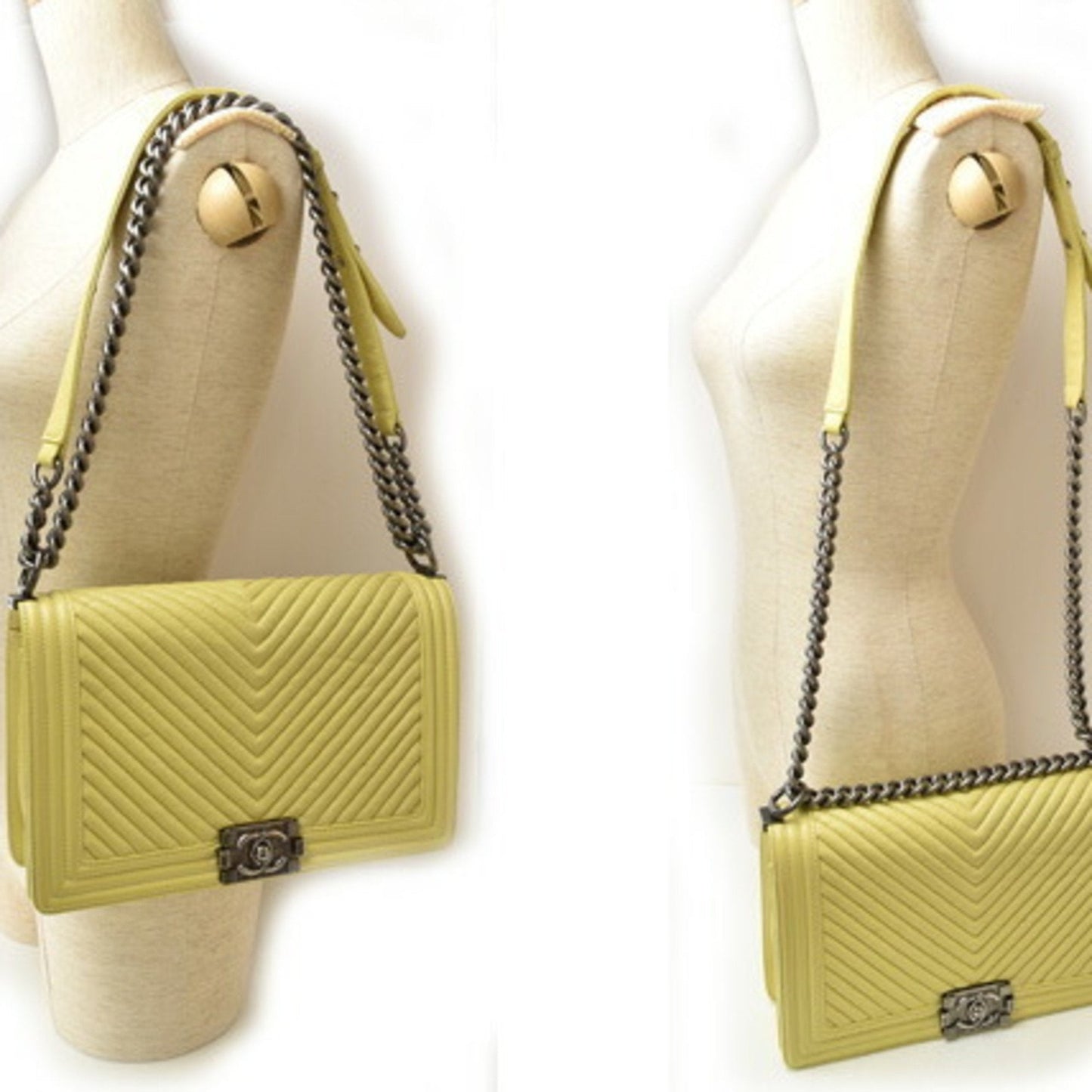 Chanel Yellow Leather Clutch Bag Shoulder Bag ()