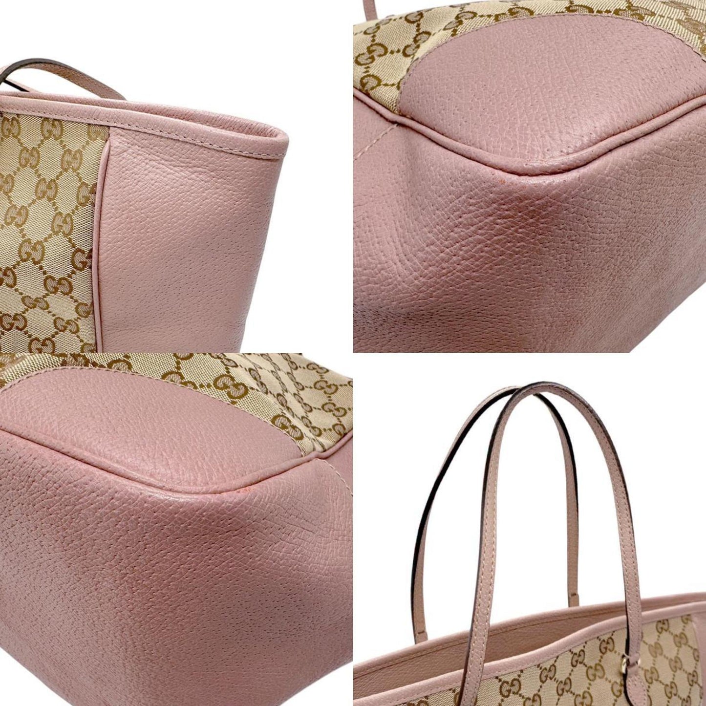 Gucci Brown Pink Gg Canvas Leather Handbag ()