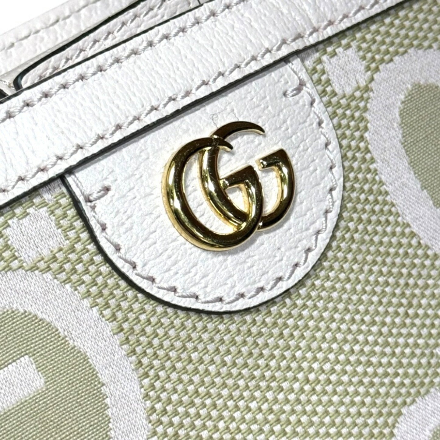 Gucci Beige Pink Canvas Leather Tote Bag ()