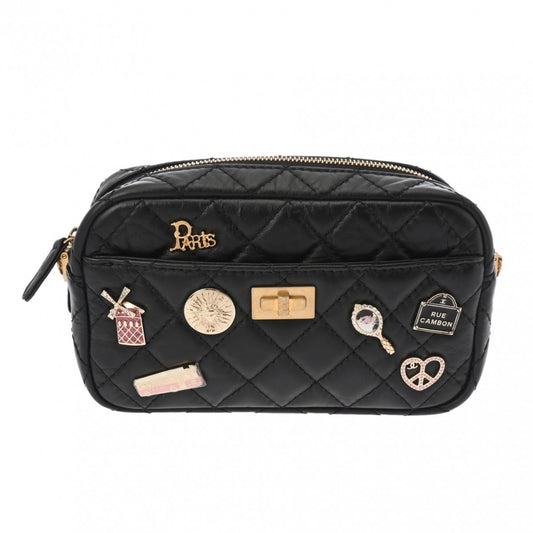 Chanel 2.55 Black Leather Shoulder Bag ()