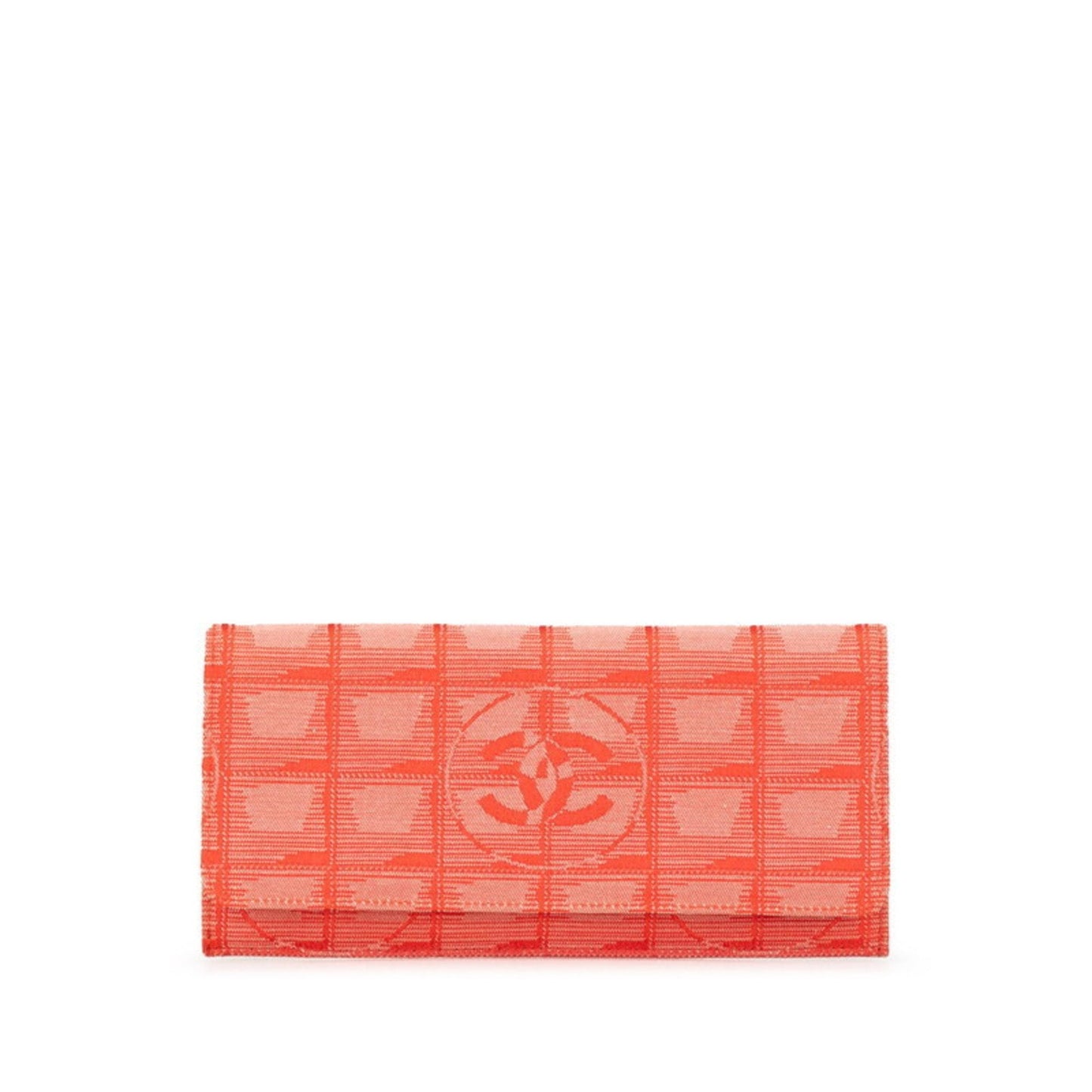 Chanel New Travel Line Red Color Canvas Leather Long Wallet (Bi-Fold) ()