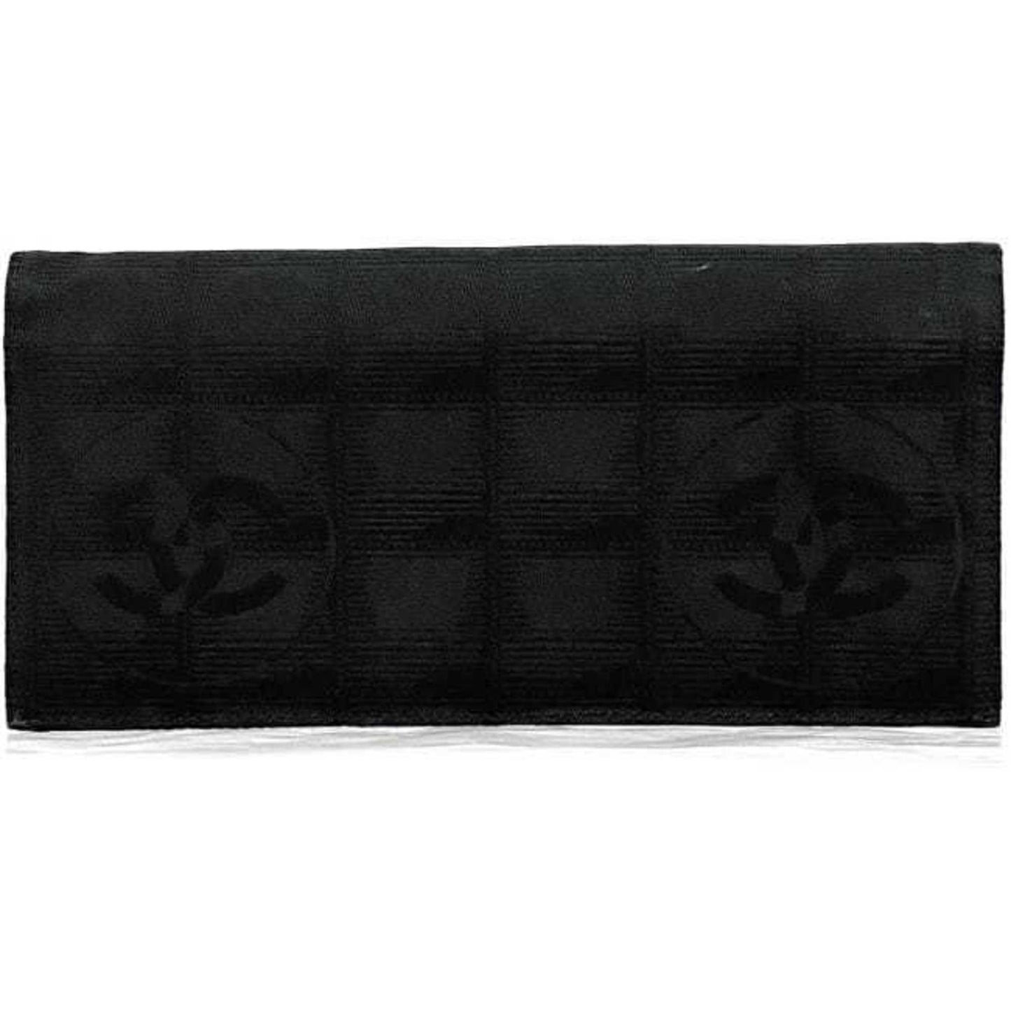 Chanel New Travel Line Black Nylon Leather Long Wallet (Bi-Fold) ()