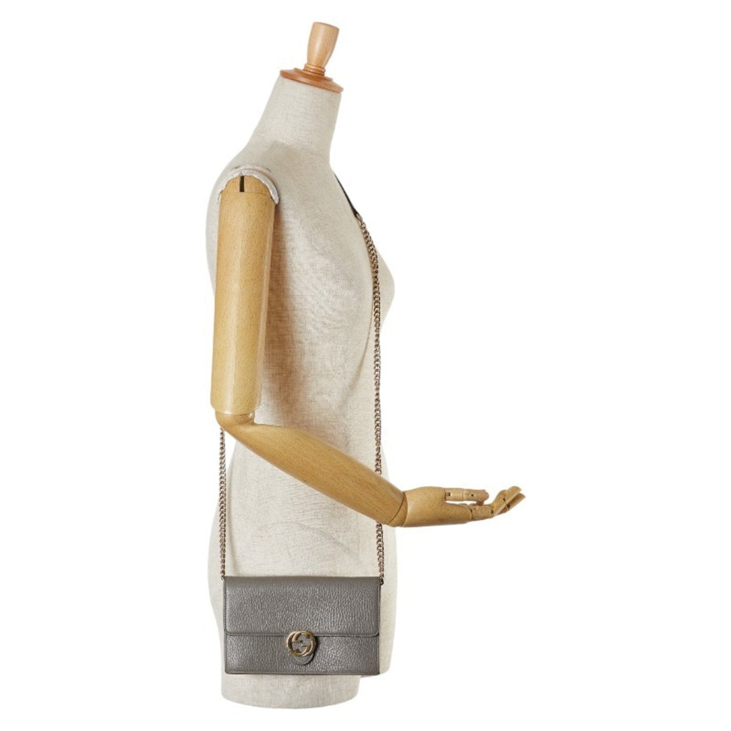 Gucci Gray Leather Chain/Shoulder Wallet ()