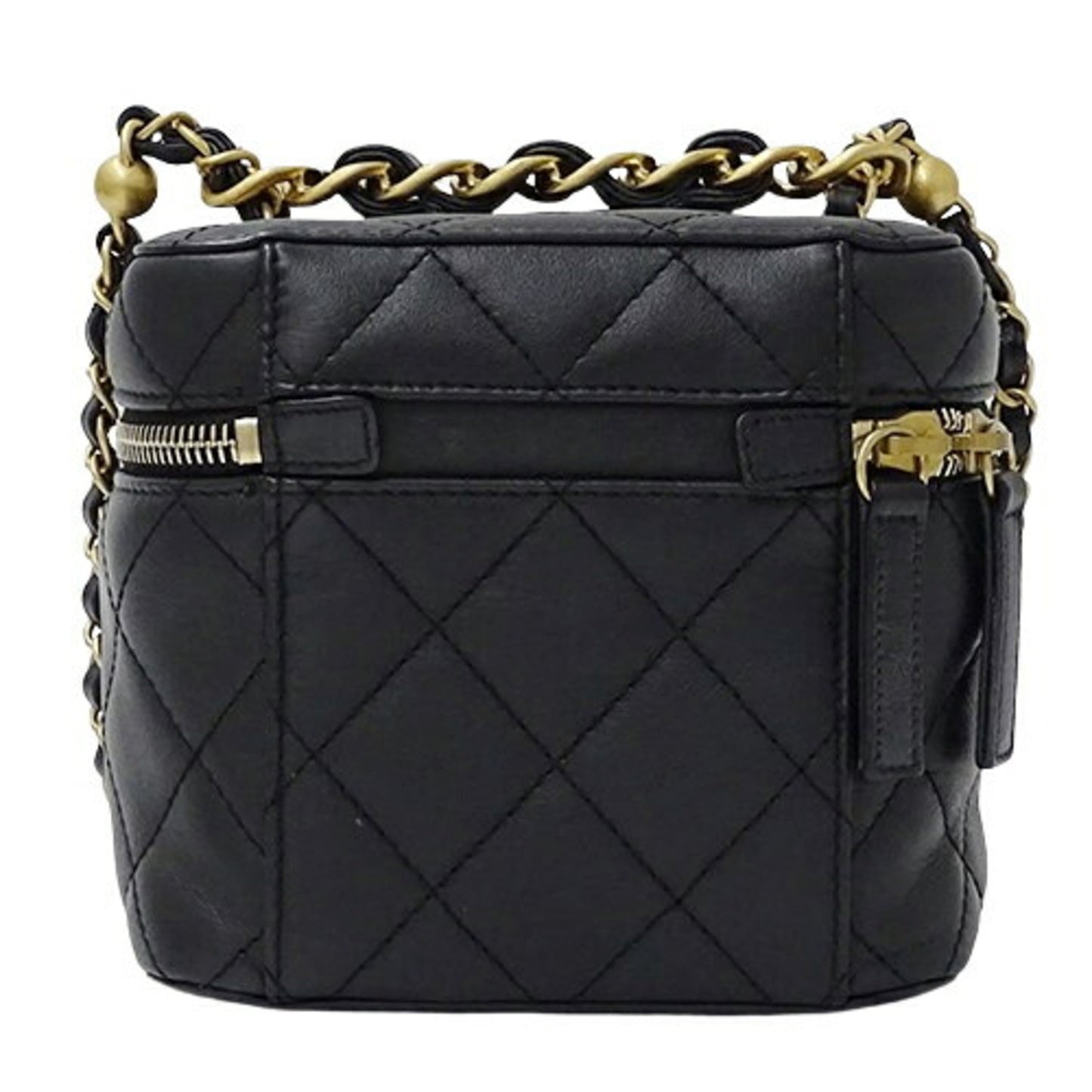 Chanel Black Leather Shoulder Bag Vanity Bag ()
