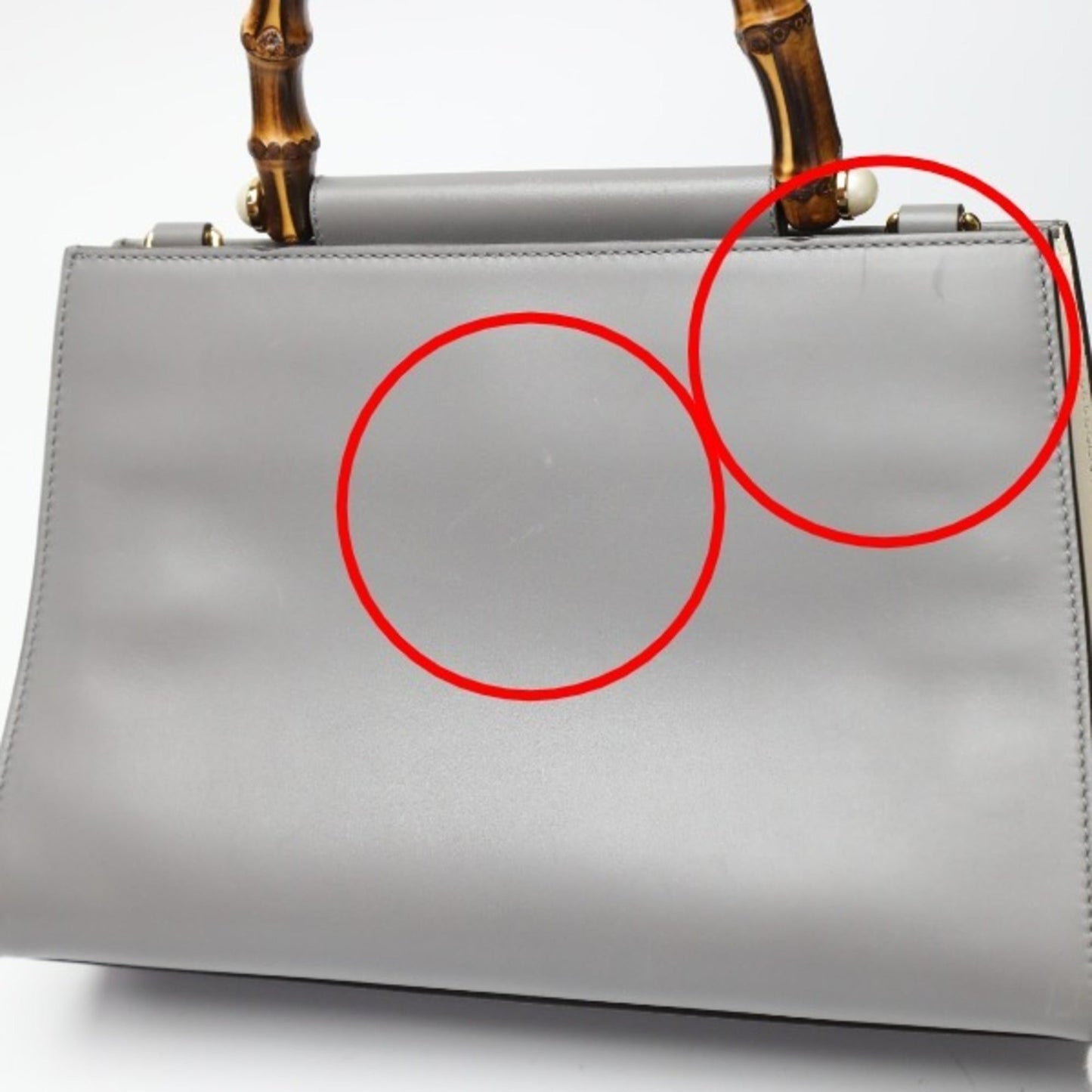 Gucci Gray Bamboo Handbag ()