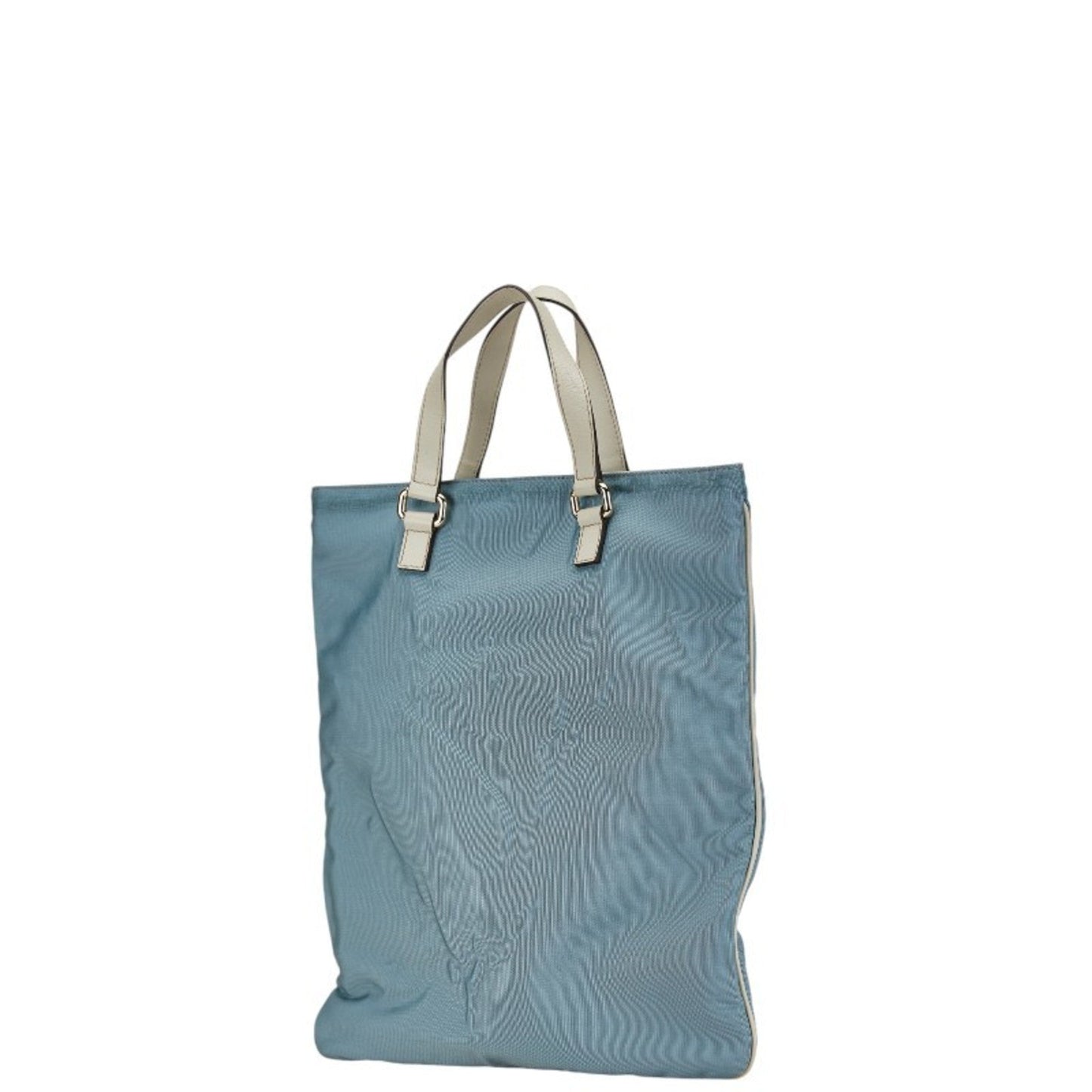 Gucci Blue White Canvas Leather Shoulder Bag Tote Bag ()