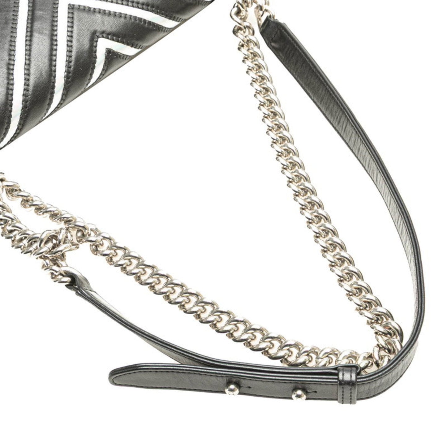 Chanel Black Silver Leather Shoulder Bag ()