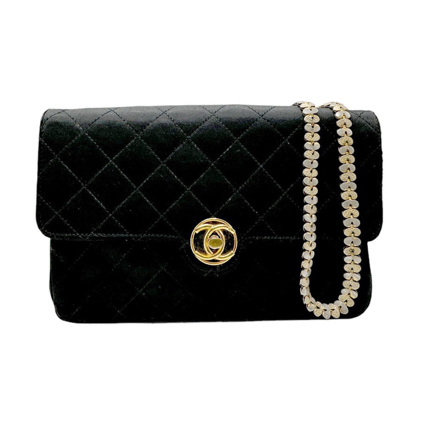 Chanel Black Satin Shoulder Bag ()