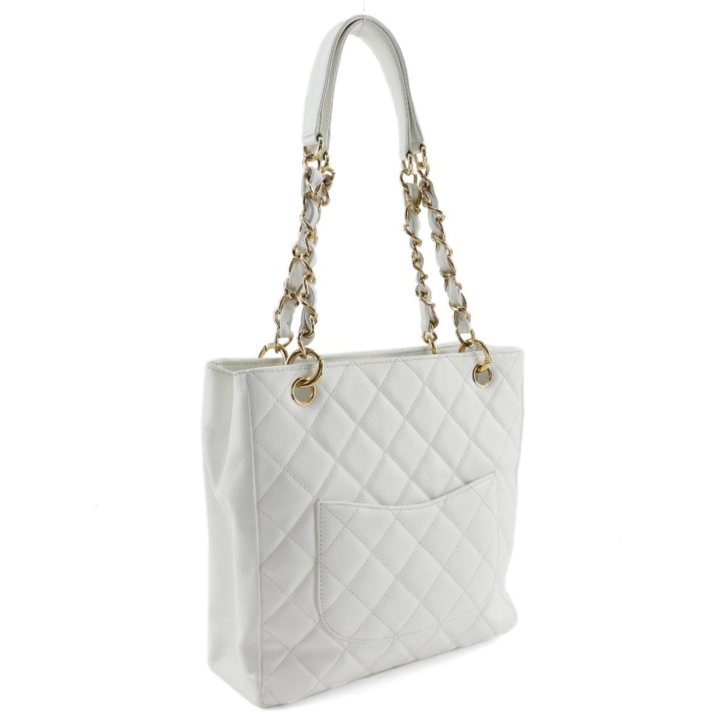 Chanel White Caviar Leather Shoulder Bag Tote Bag ()