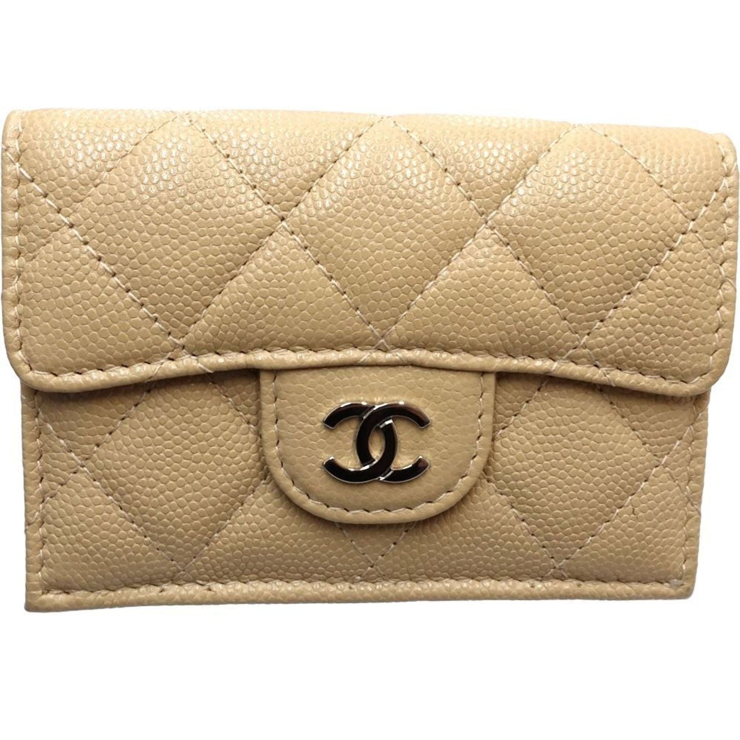 Chanel Beige Grained Calfskin Wallet (Tri-Fold) ()