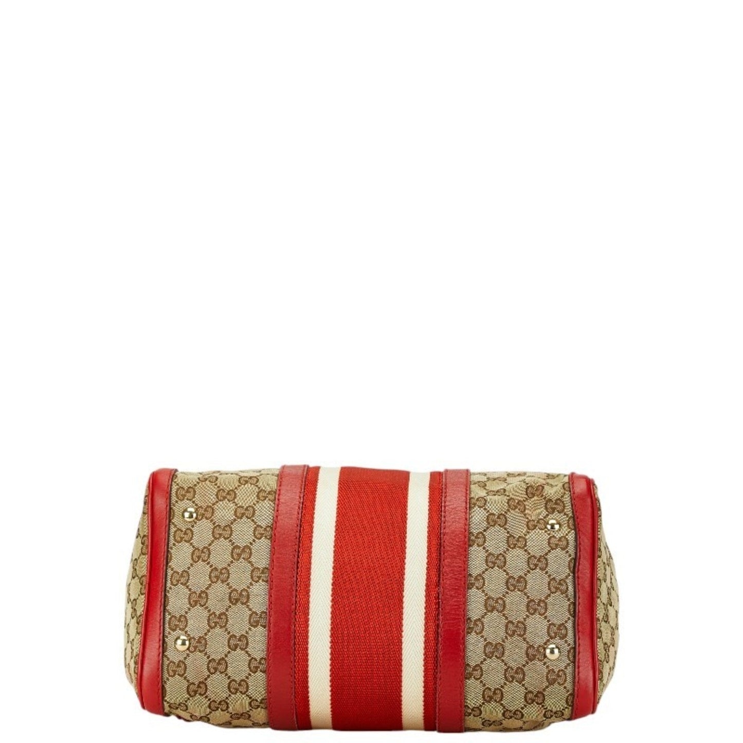 Gucci Beige Red Color Canvas Leather Boston Bag Shoulder Bag ()