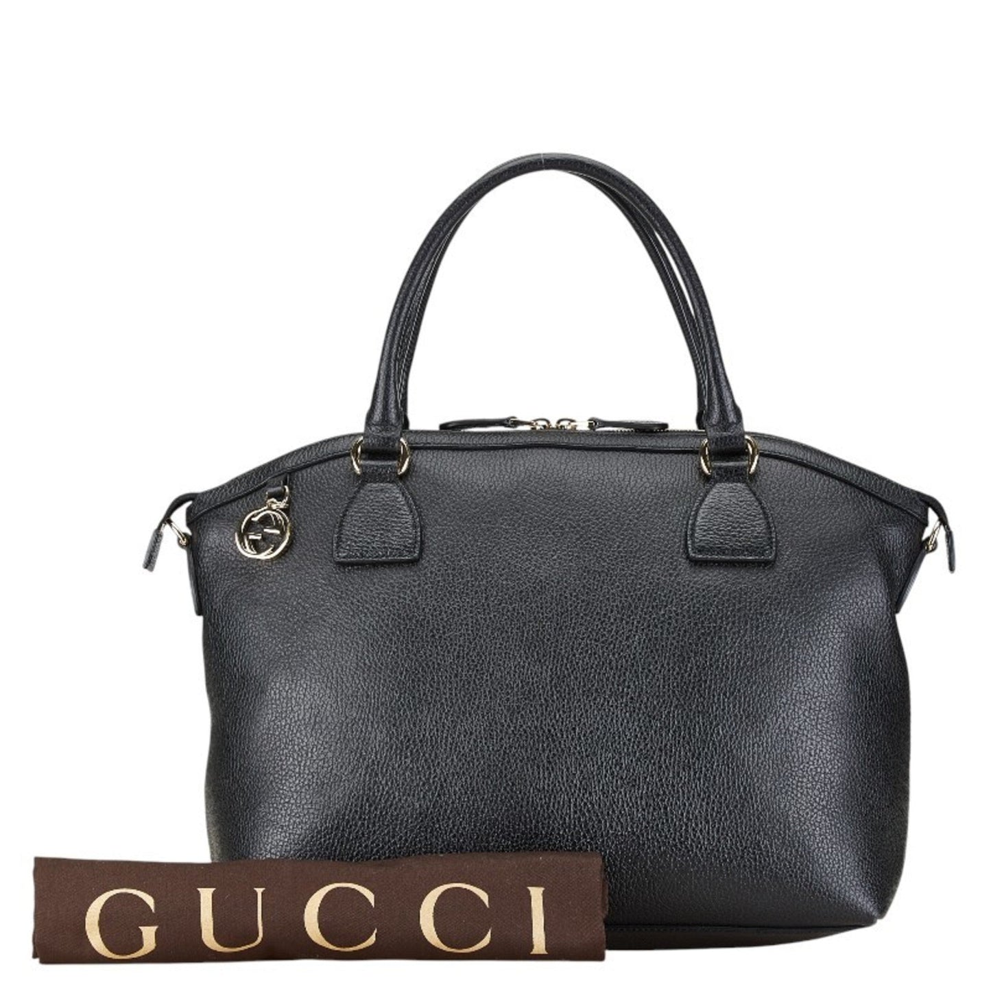 Gucci Black Leather Handbag Tote Bag ()