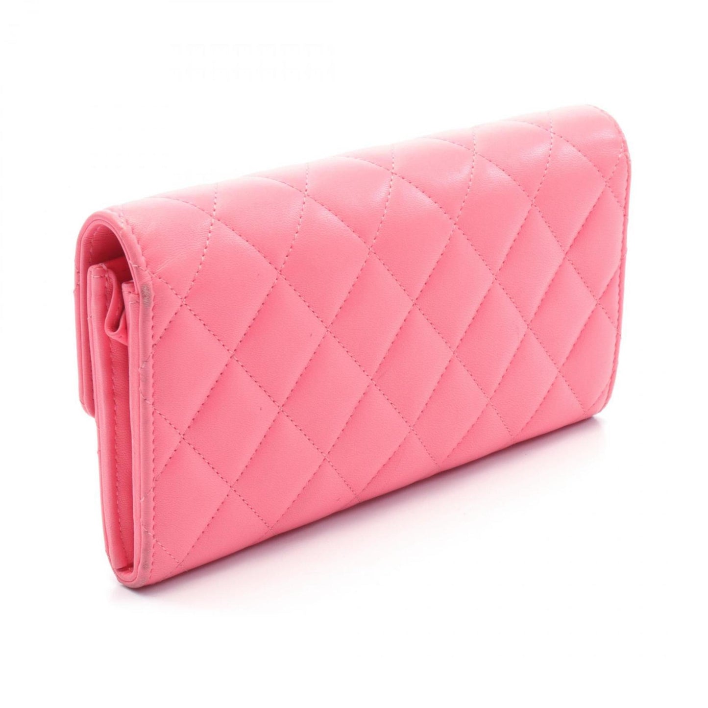 Chanel Pink Leather Long Wallet (Bi-Fold) ()