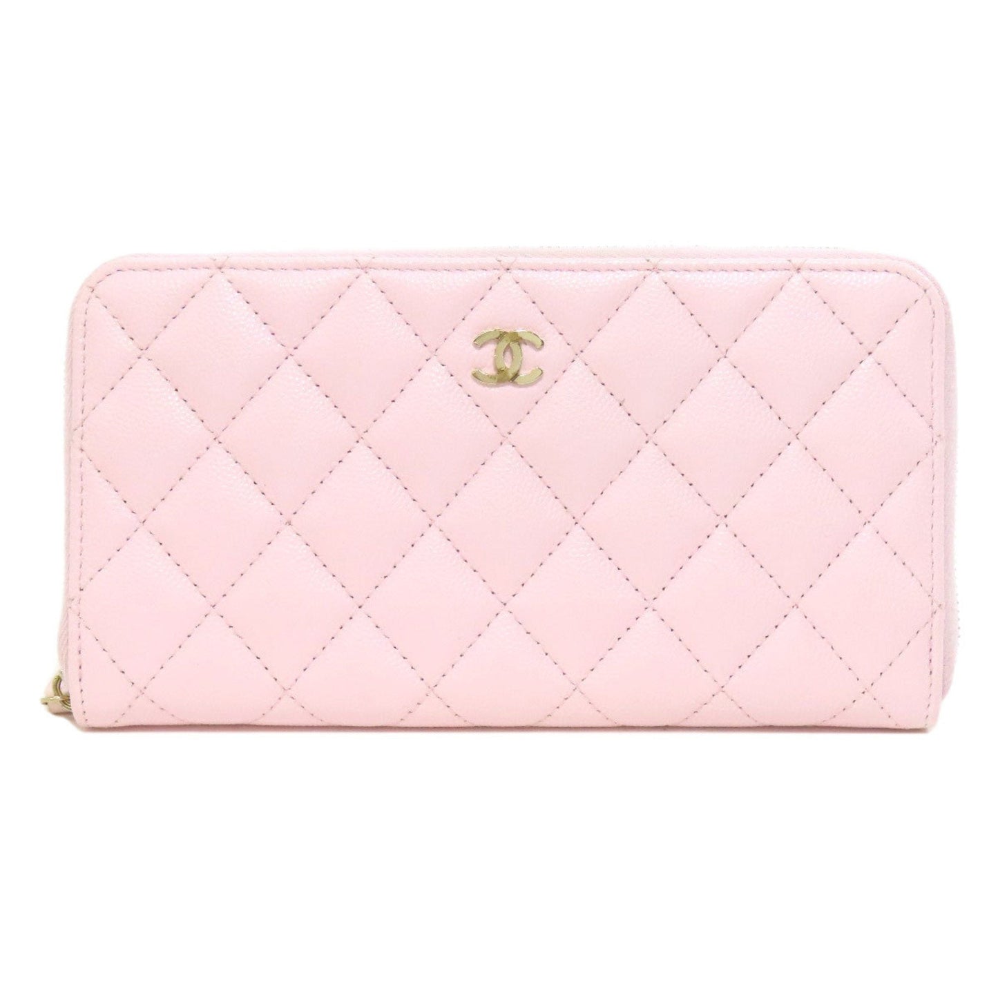 Chanel Pink Leather Long Wallet (Bi-Fold) ()