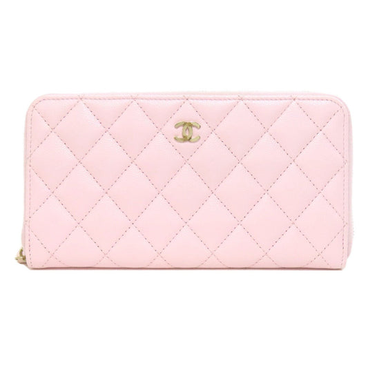 Chanel Pink Leather Long Wallet (Bi-Fold) ()