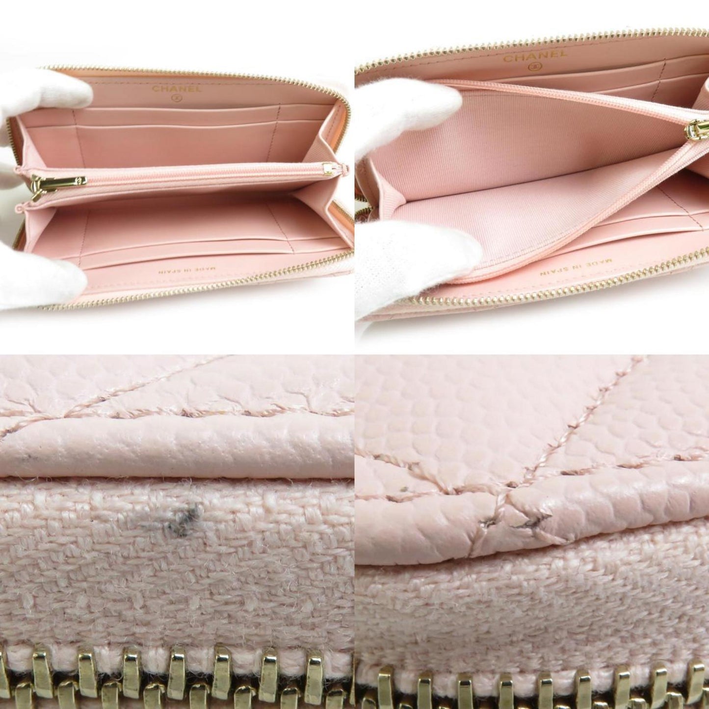 Chanel Pink Grained Calfskin Long Wallet (Bi-Fold) ()