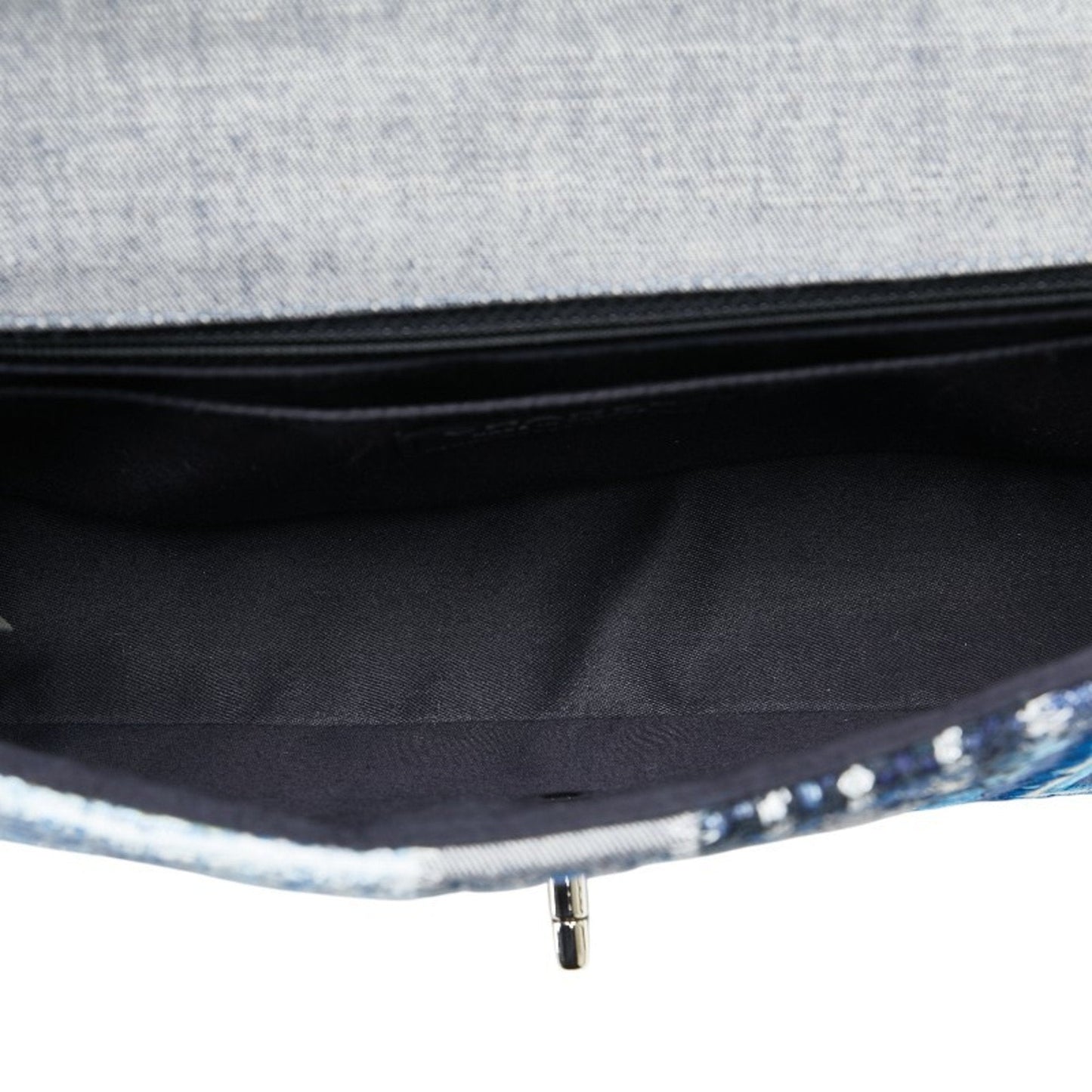 Chanel Blue Multi-Color Silver Denim Caviar Leather Handbag Shoulder Bag ()