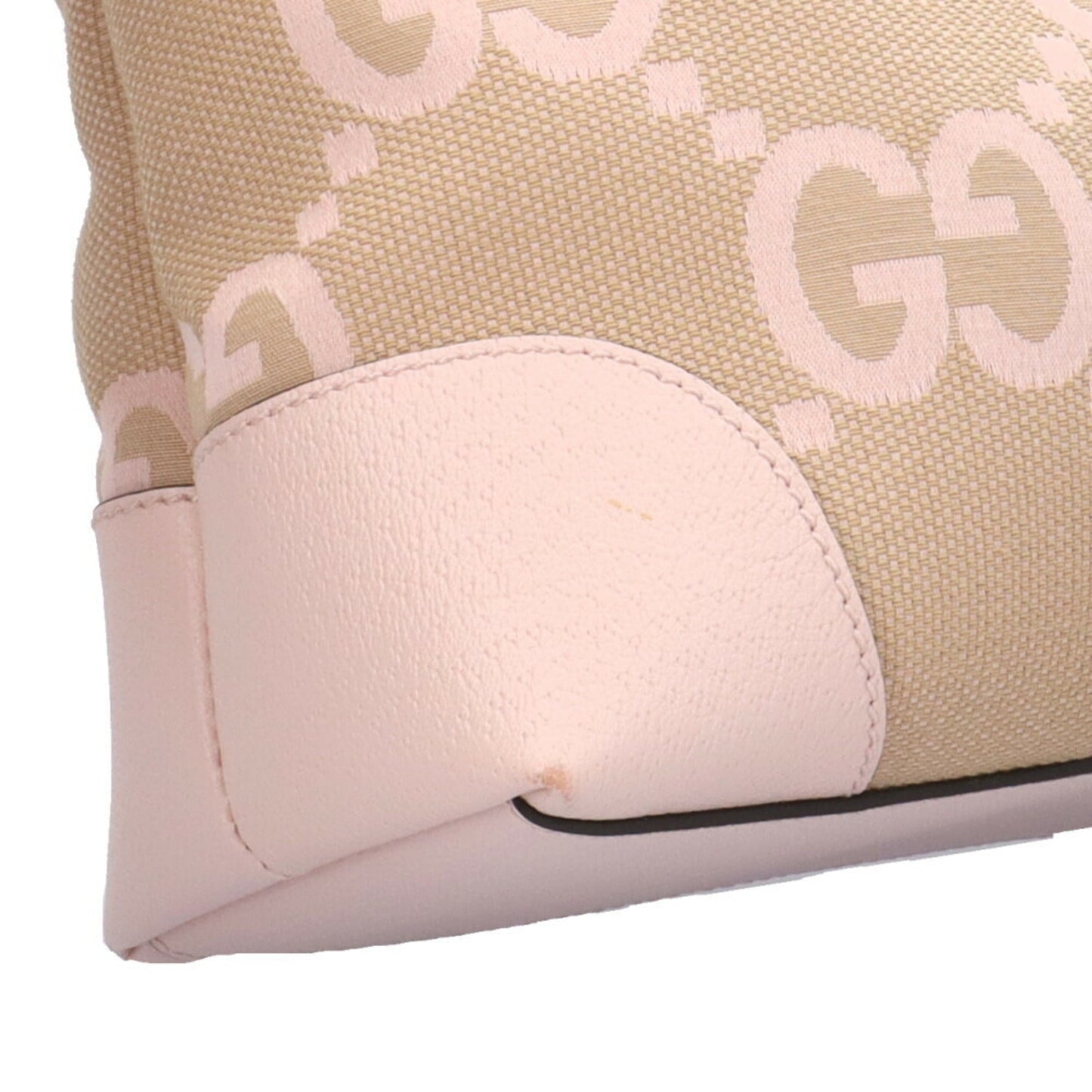 Gucci Beige Pink Canvas Leather Tote Bag ()