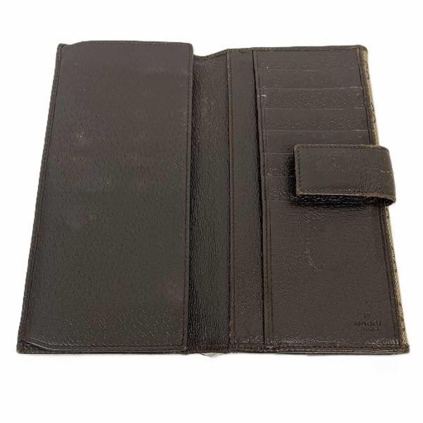 Gucci Beige Brown Canvas Leather Long Wallet (Bi-Fold) ()