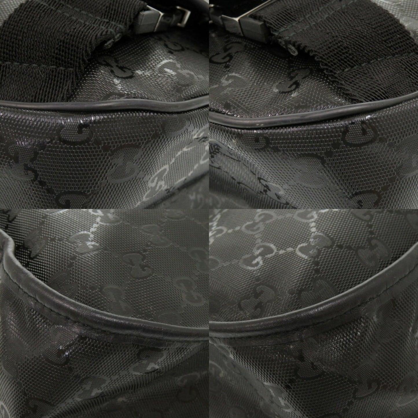 Gucci Black Coated Canvas Pvc Messenger Bag Shoulder Bag ()