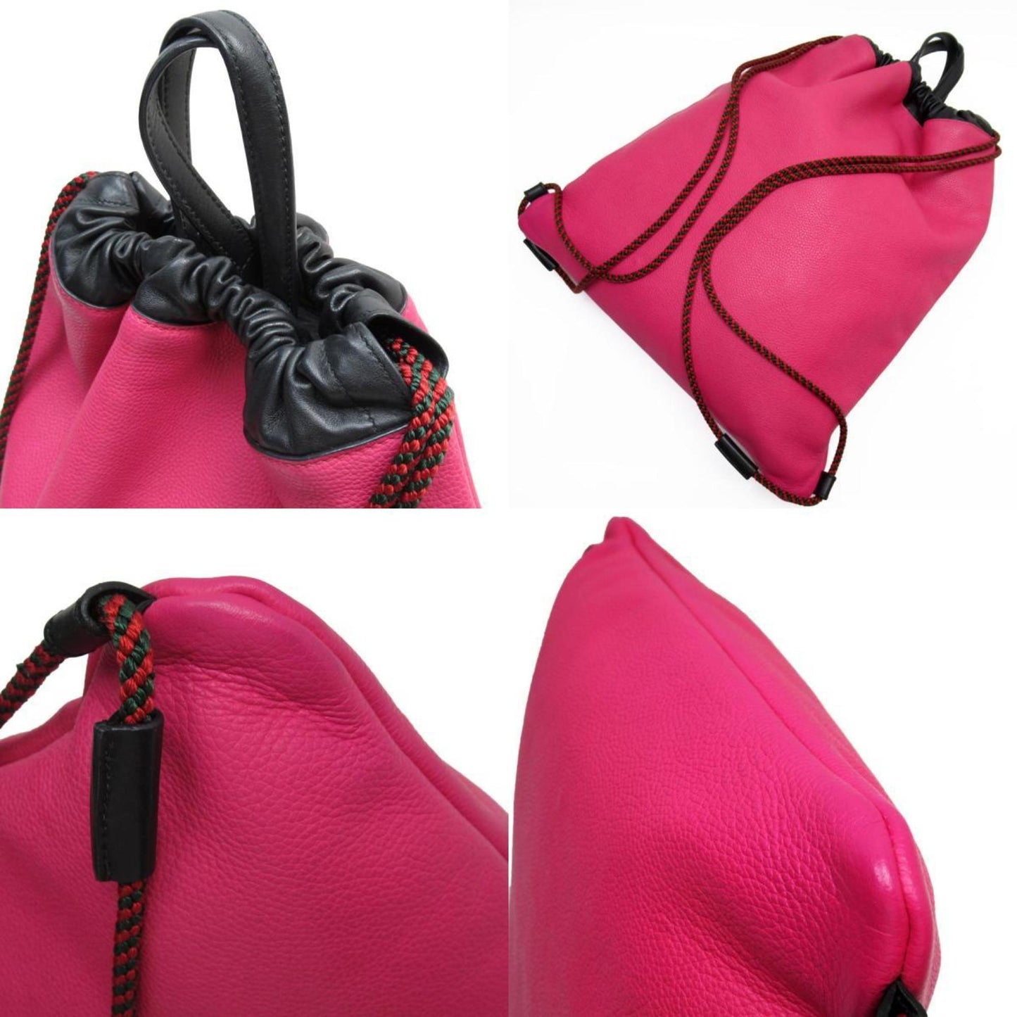 Gucci Black Pink Leather Backpack ()