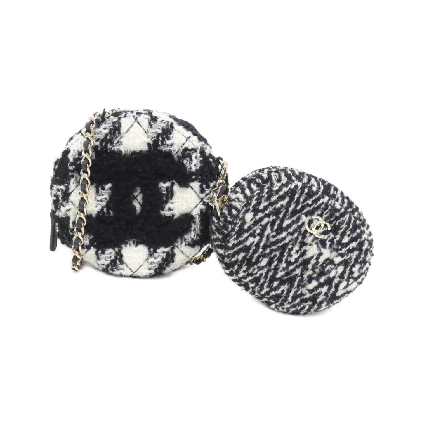 Chanel Black White Tweed Pouch Shoulder Bag ()
