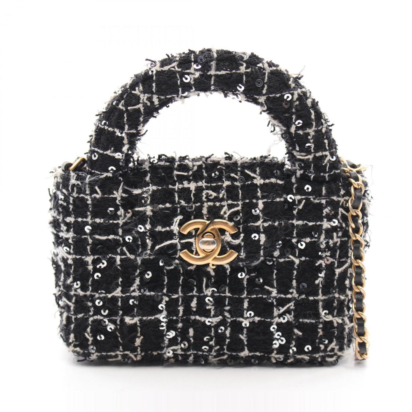 Chanel Black White Fabric Shoulder Bag ()