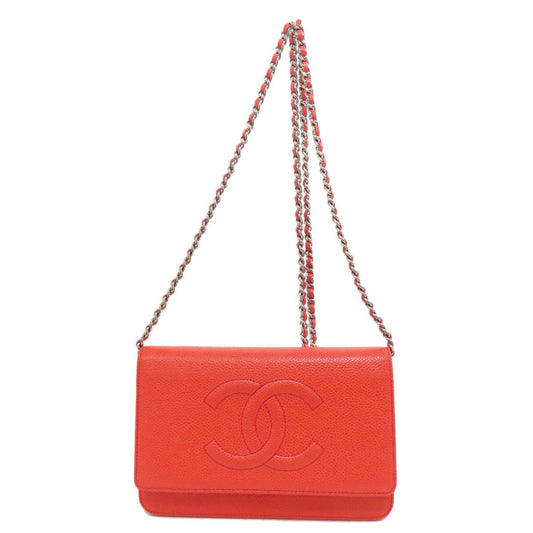 Chanel Red Color Caviar Leather Shoulder Bag ()