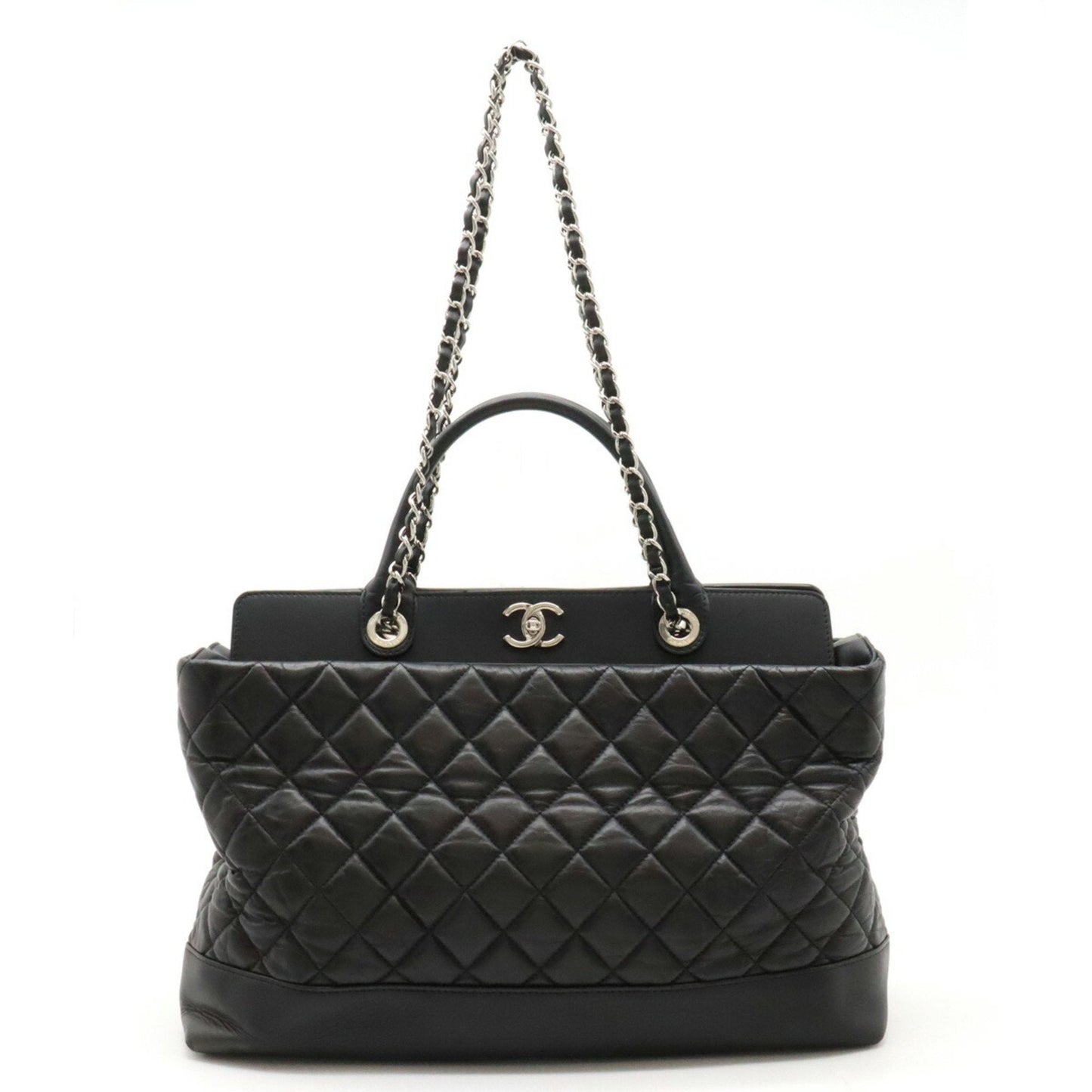 Chanel Black Leather Shoulder Bag Tote Bag ()