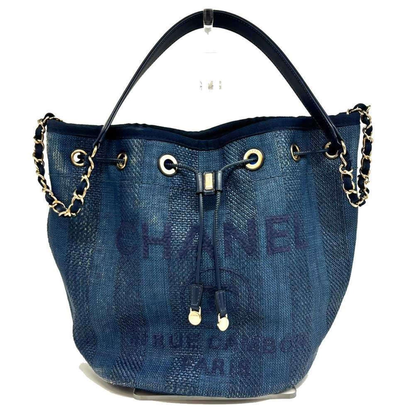Chanel Blue Raffia Leather Tote Bag ()