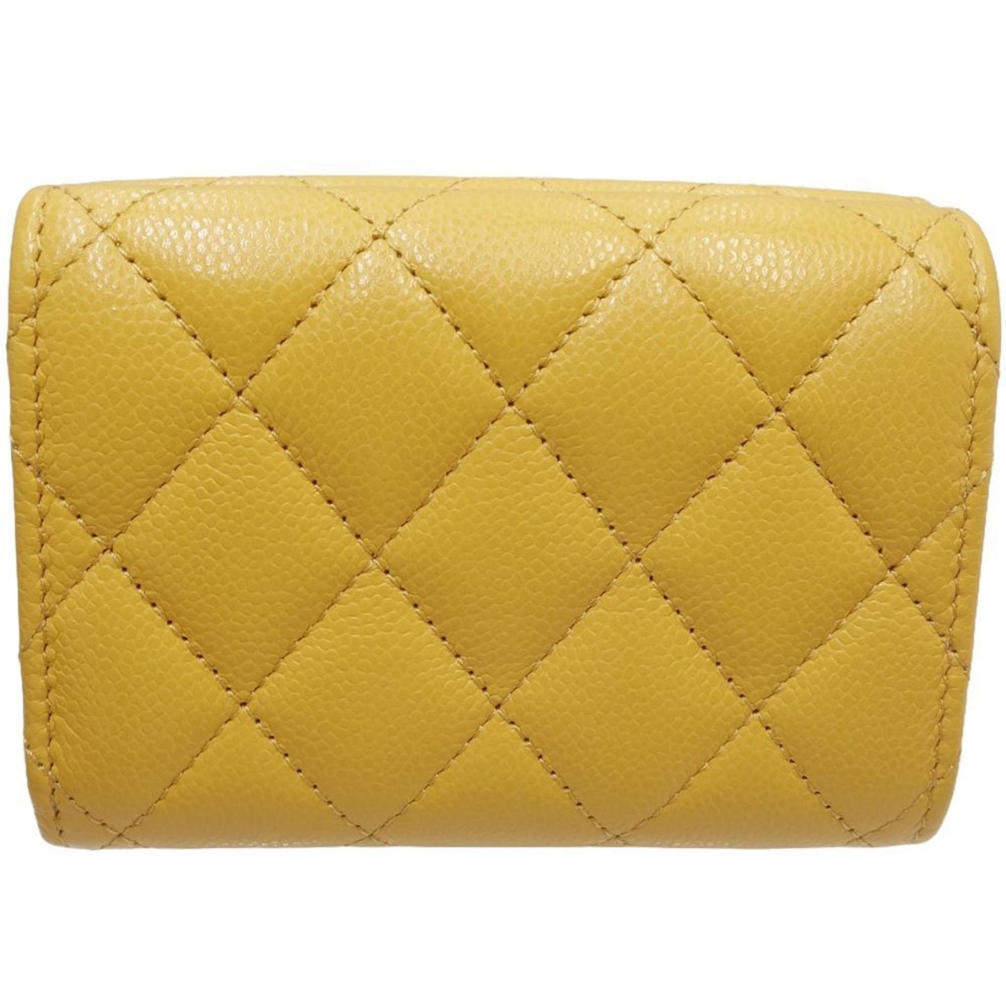Chanel Yellow Grained Calfskin Wallet (Tri-Fold) ()