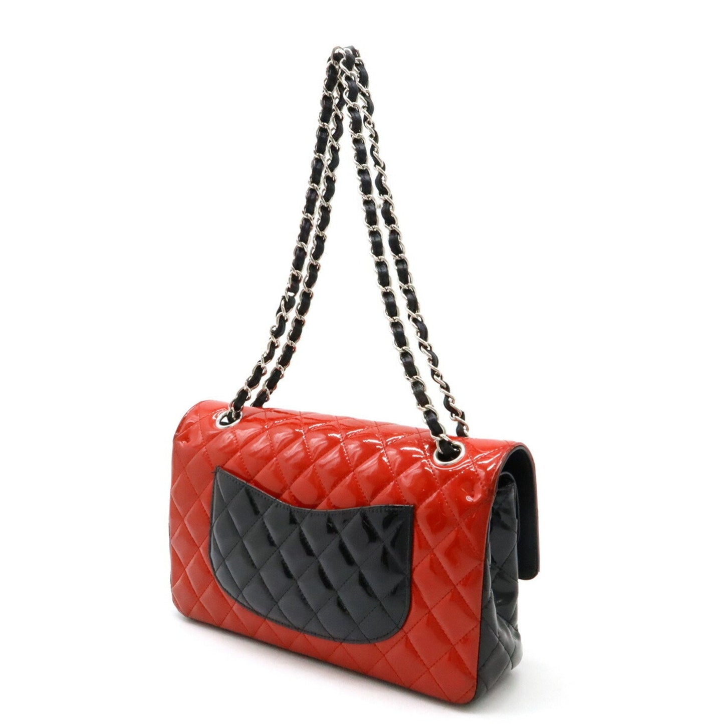 Chanel Black Red Color Patent Leather Shoulder Bag ()