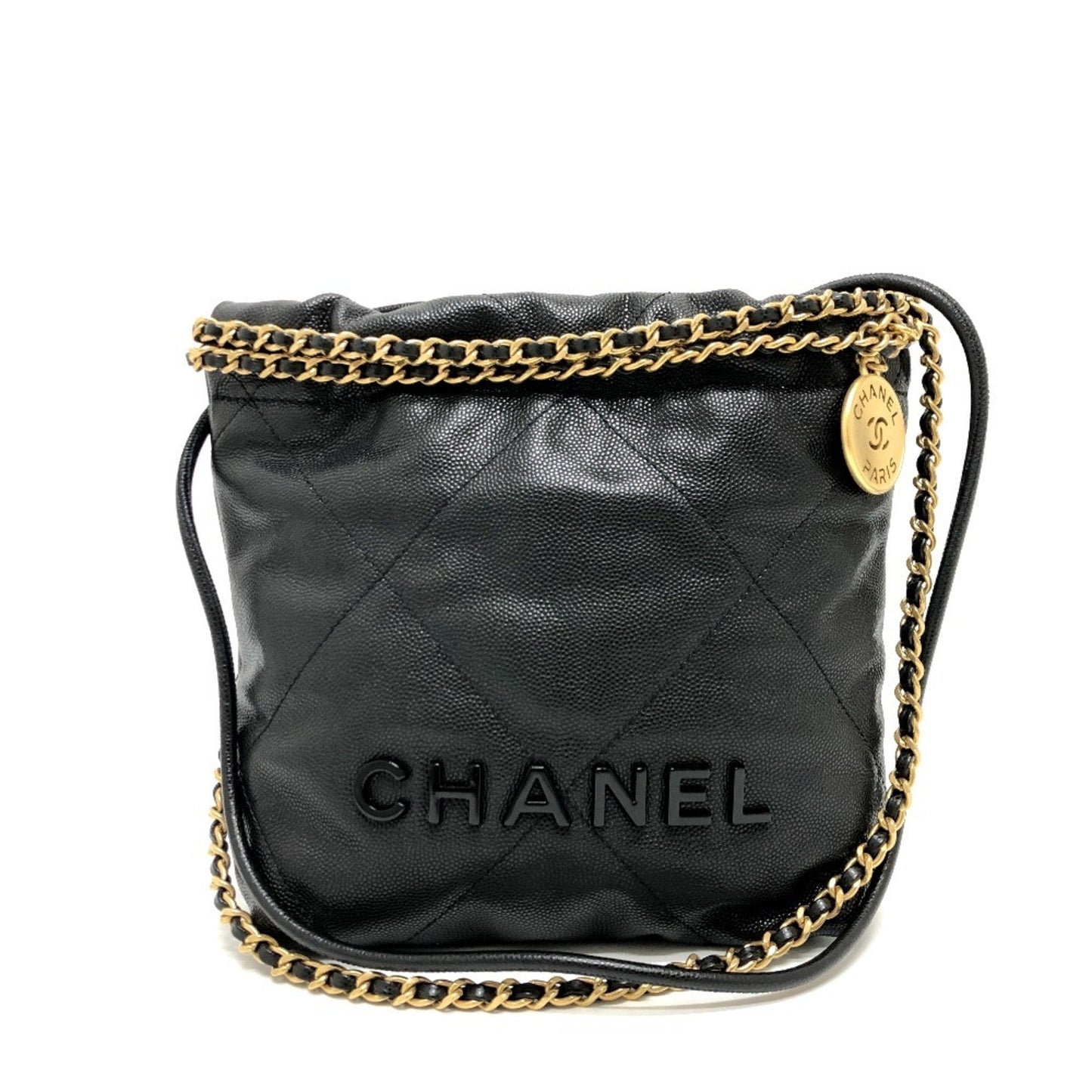 Chanel Black Grained Calfskin Shoulder Bag ()
