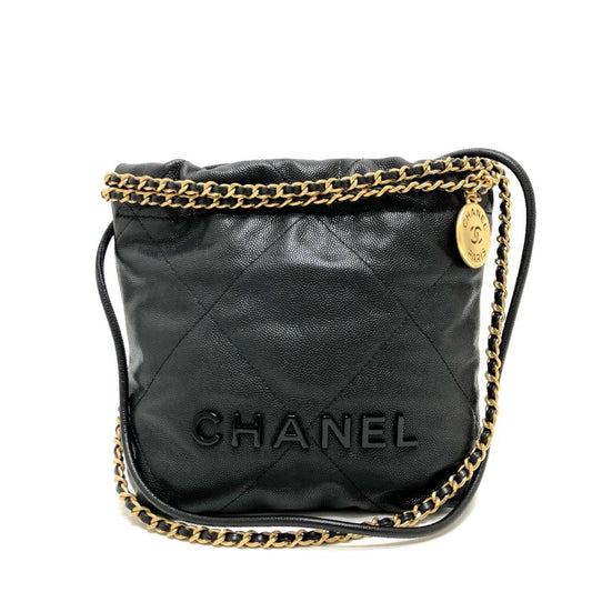Chanel Black Grained Calfskin Shoulder Bag ()