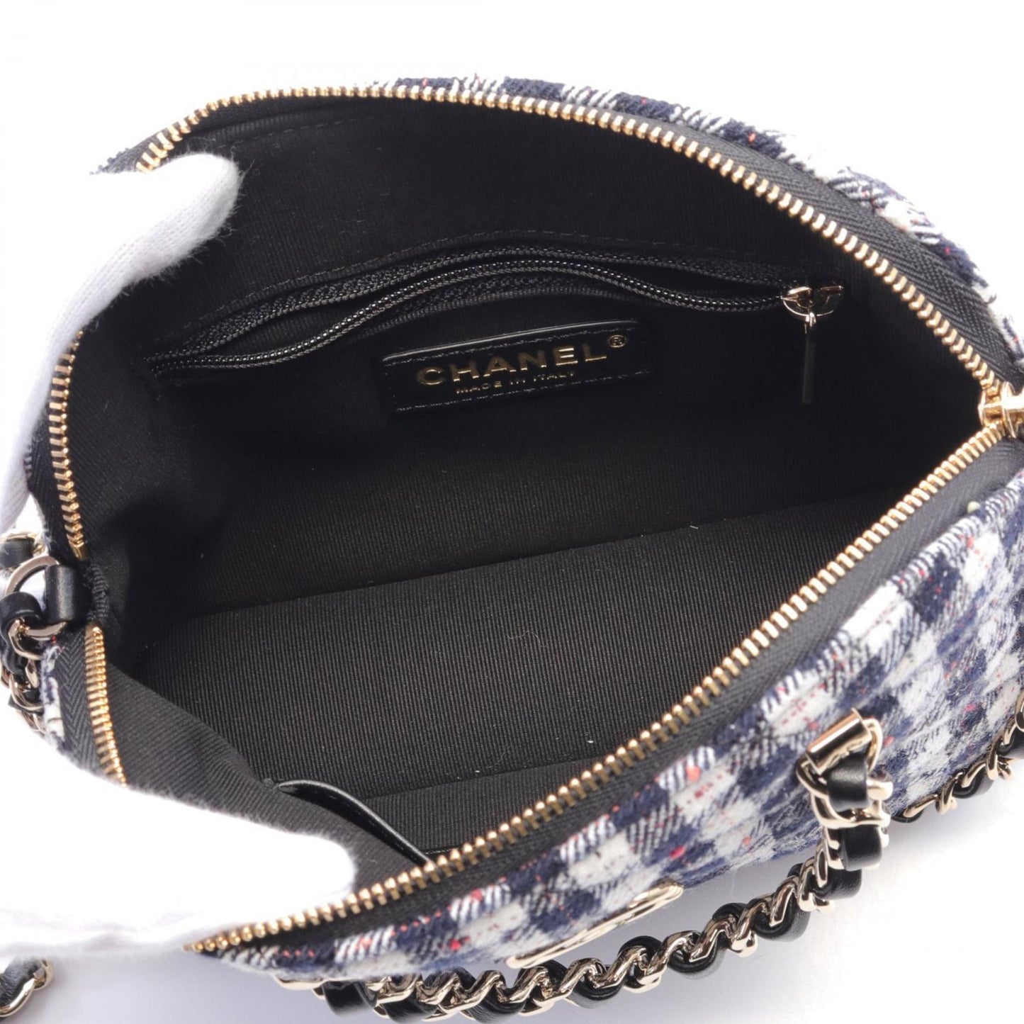 Chanel Black Multi-Color White Fabric Shoulder Bag ()