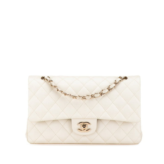 Chanel White Grained Calfskin Shoulder Bag ()