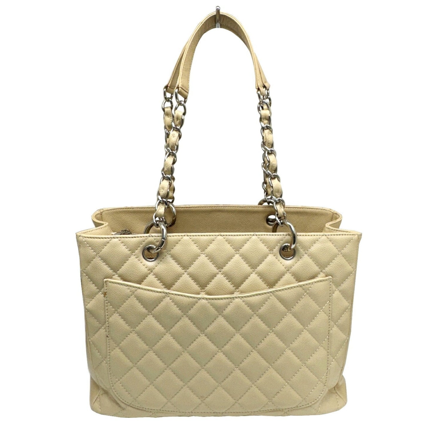 Chanel Beige Grained Calfskin Shoulder Bag ()