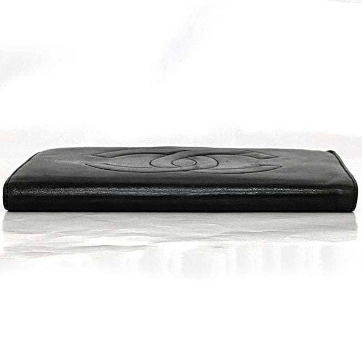 Chanel Black Leather Long Wallet (Bi-Fold) ()