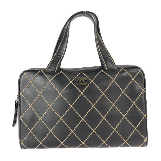 Chanel Wild Stitch Black Leather Handbag Shopping Bag Tote Bag ()