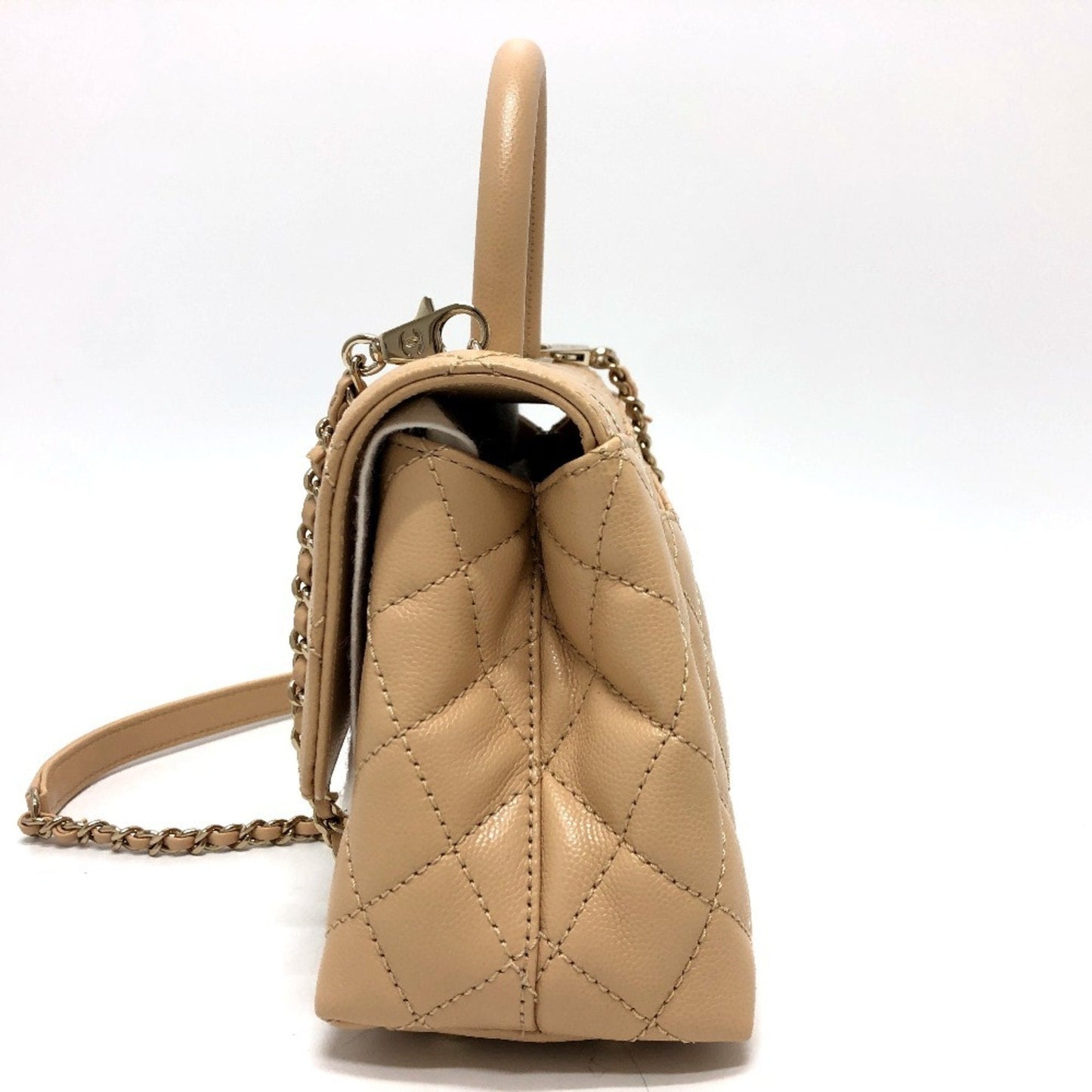 Chanel Beige Grained Calfskin Handbag Shoulder Bag ()