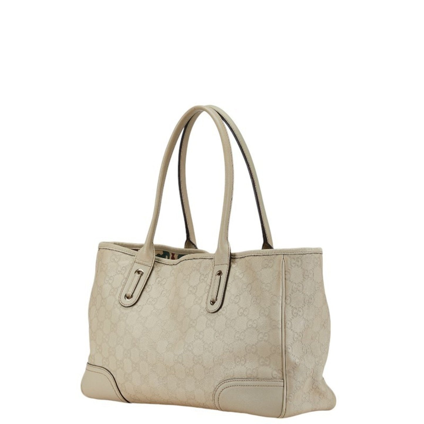 Gucci Guccissima Ivory White Canvas Leather Shoulder Bag Tote Bag ()