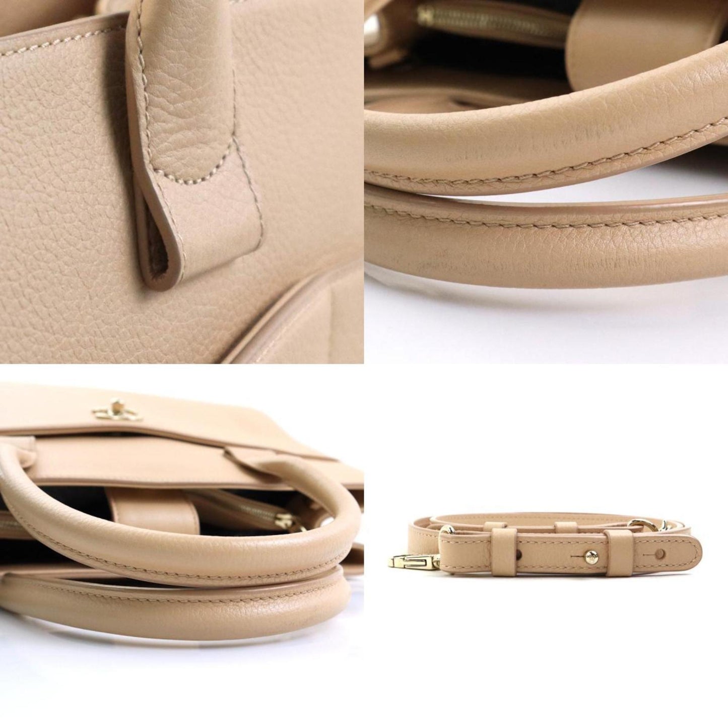 Chanel Beige Leather Handbag Shoulder Bag ()