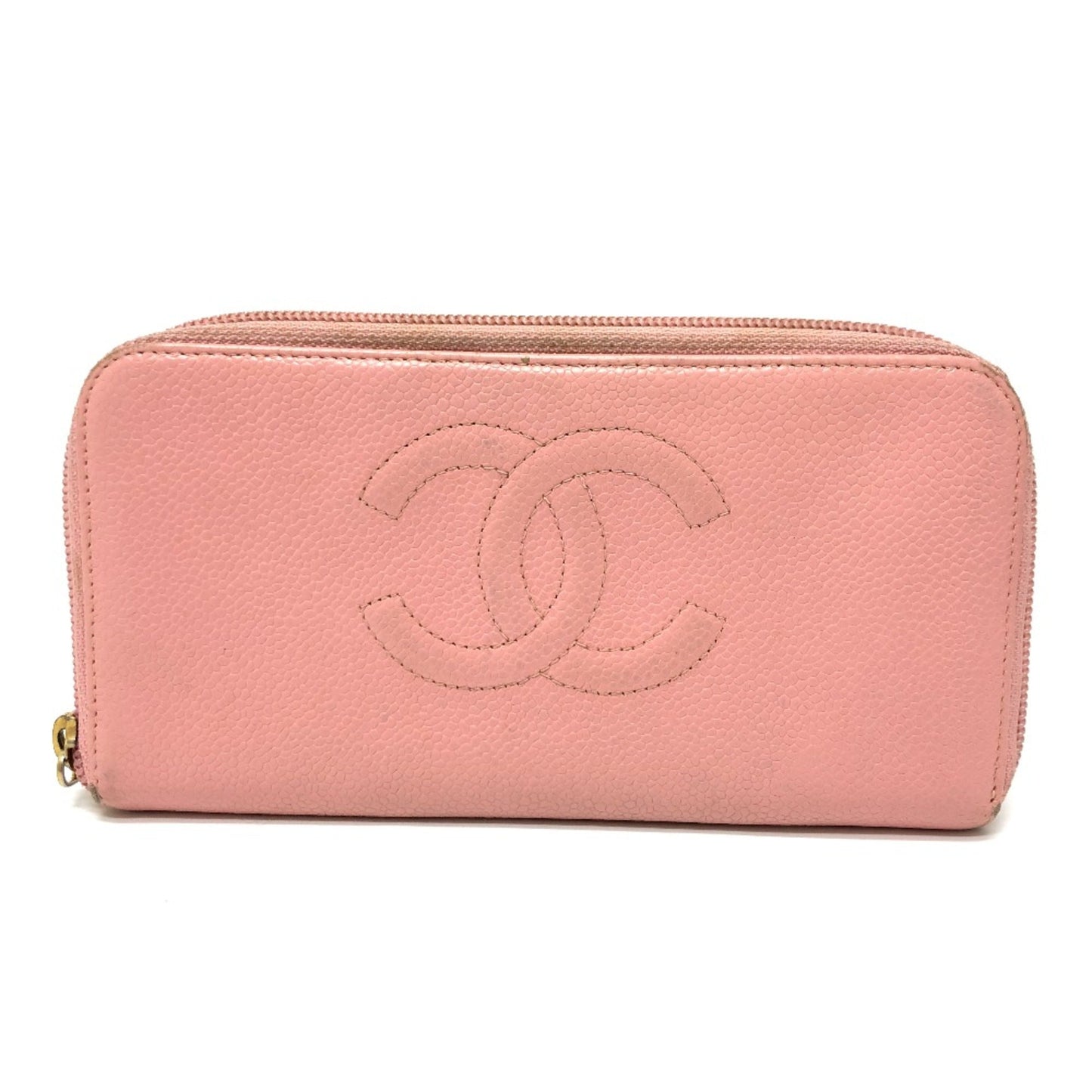 Chanel Pink Leather Long Wallet (Bi-Fold) ()