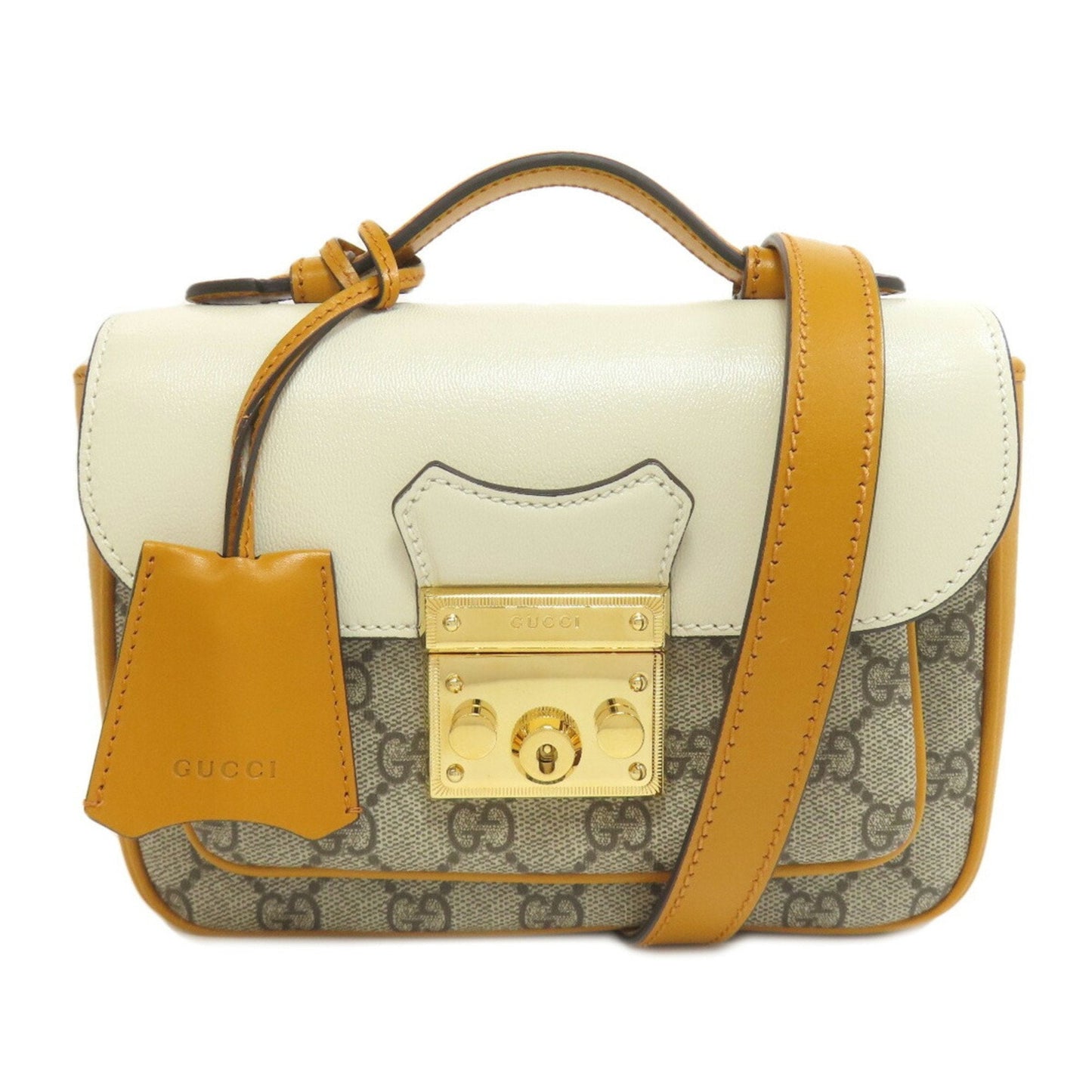 Gucci Brown Yellow Pvc Leather Handbag ()