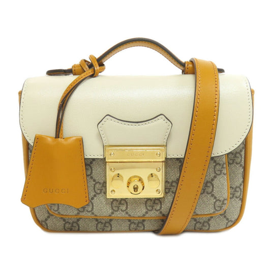 Gucci Brown Yellow Pvc Leather Handbag ()