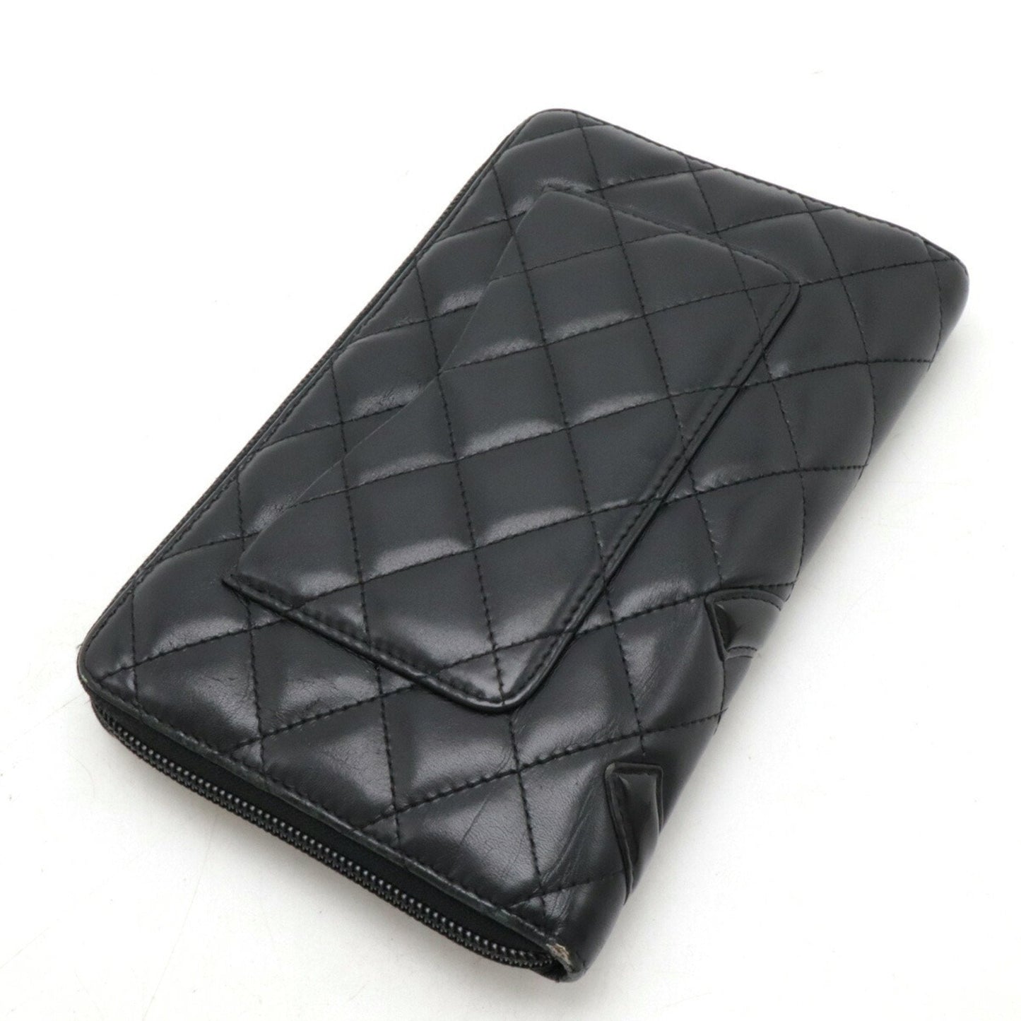 Chanel Black Pink Leather Long Wallet (Bi-Fold) ()
