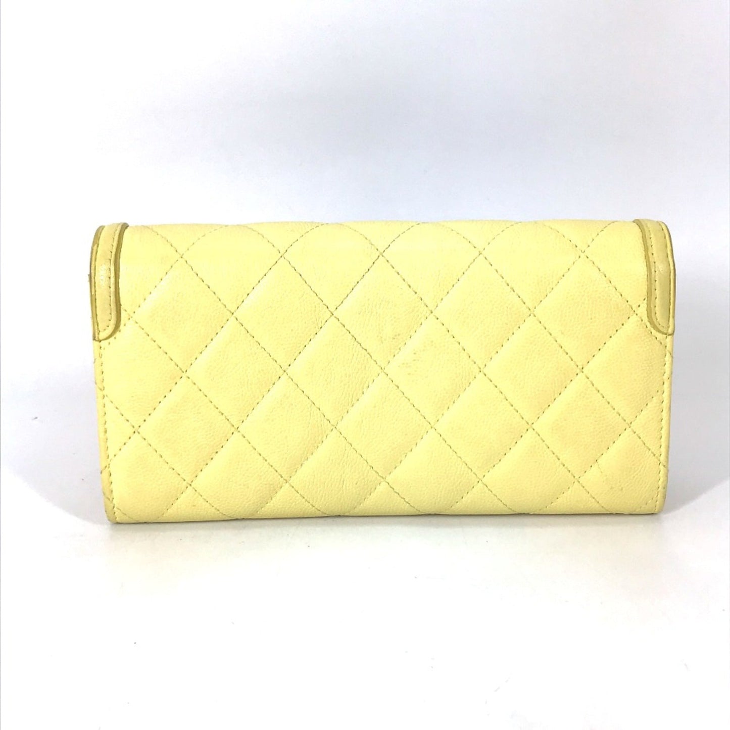Chanel Yellow Leather Long Wallet (Bi-Fold) ()