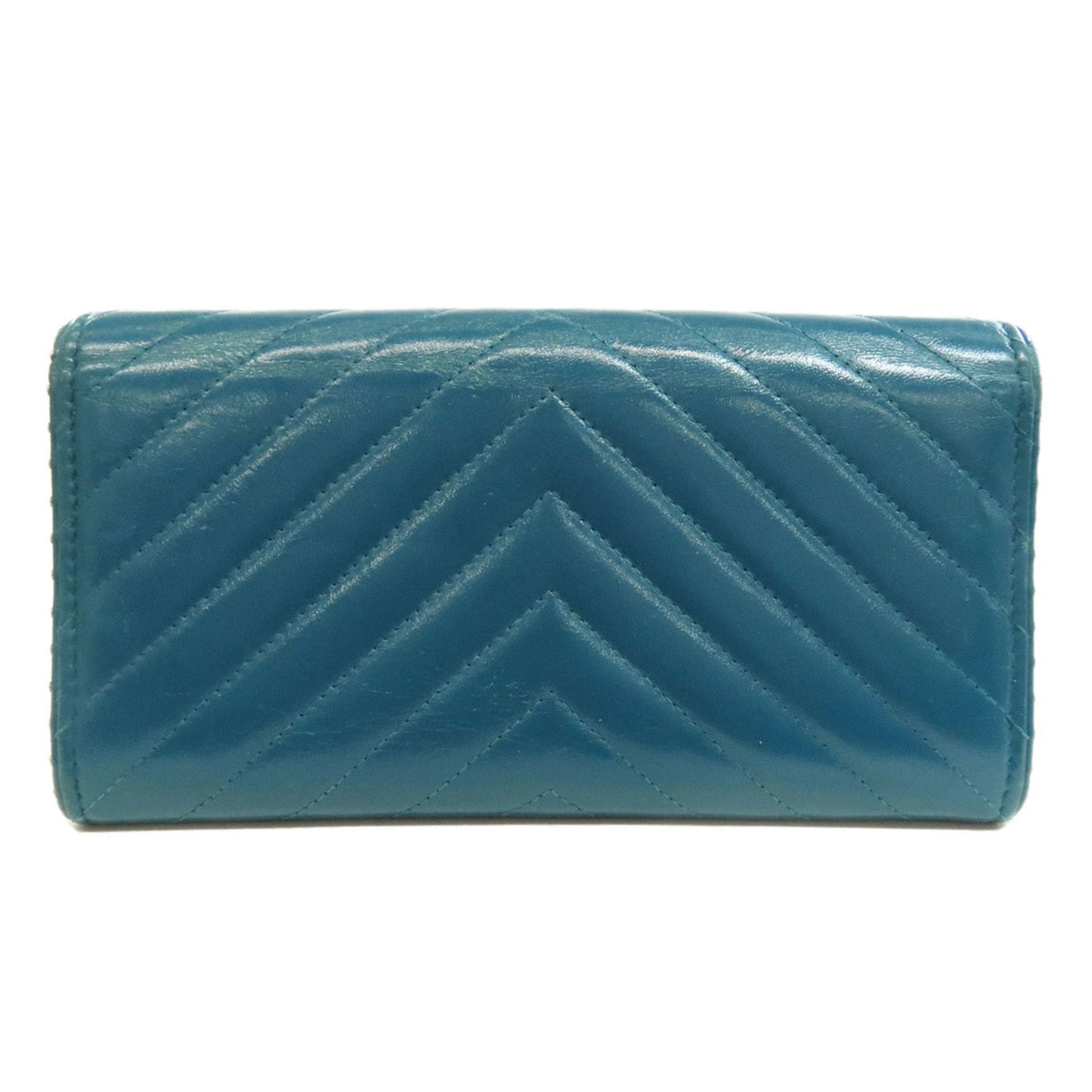 Chanel Blue Leather Long Wallet (Bi-Fold) ()